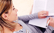 Female student studying