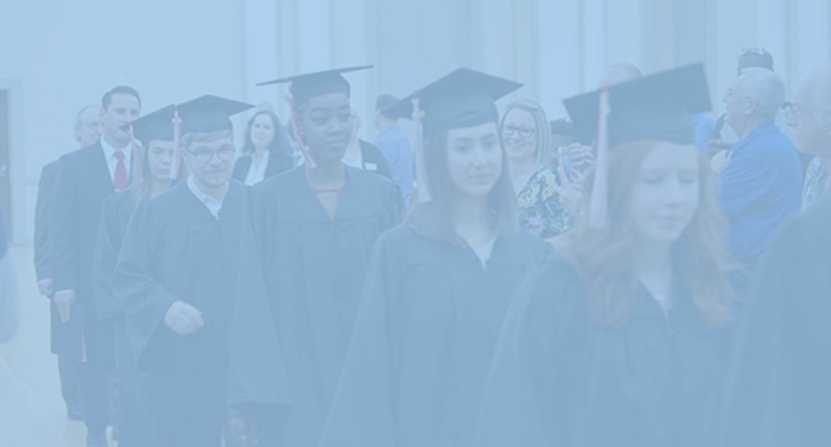 Roll Call image, graduates walking into ceremony, Virtual Graduation Experience 2021 