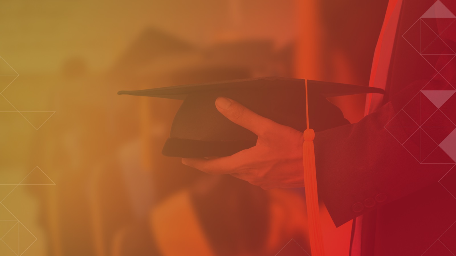 Website header image, graduate holding cap photo, Virtual Graduation Experience 2022 