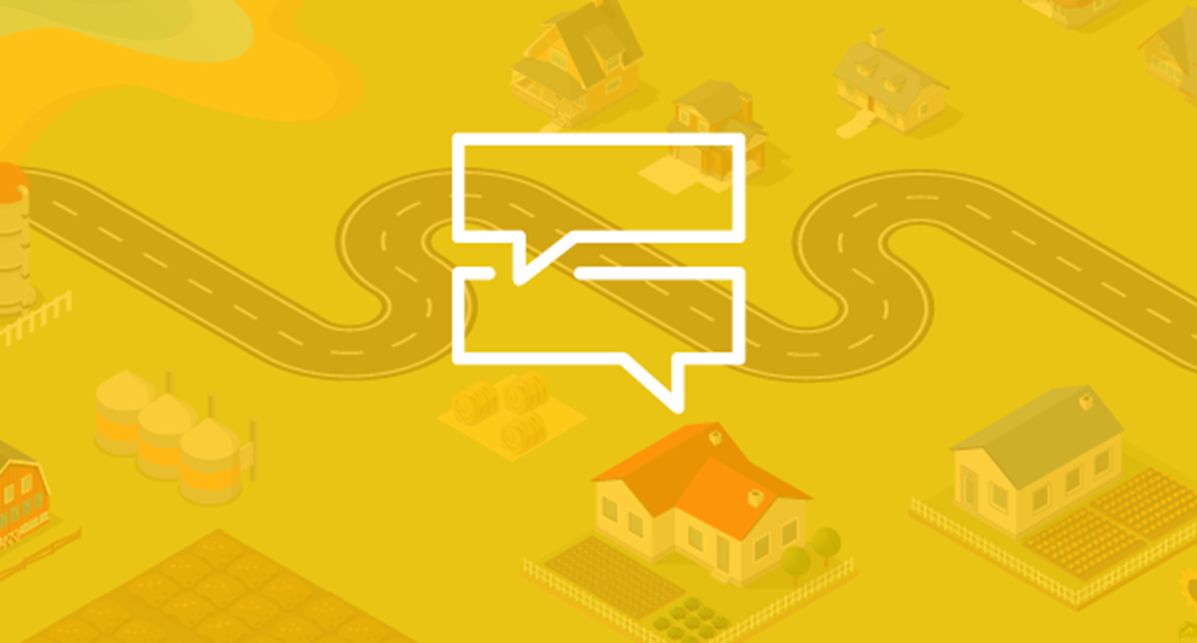 Chat comment bubbles icon with map background and gold overlay representing Reliable Customer Service