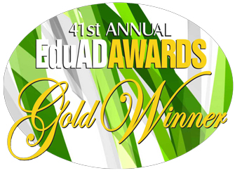 41st Annual EduADAWARDS logo with green-and-white background and “Gold Winner” in gold script.