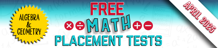 Free Math Placement Tests Header Banner Graphic 2025